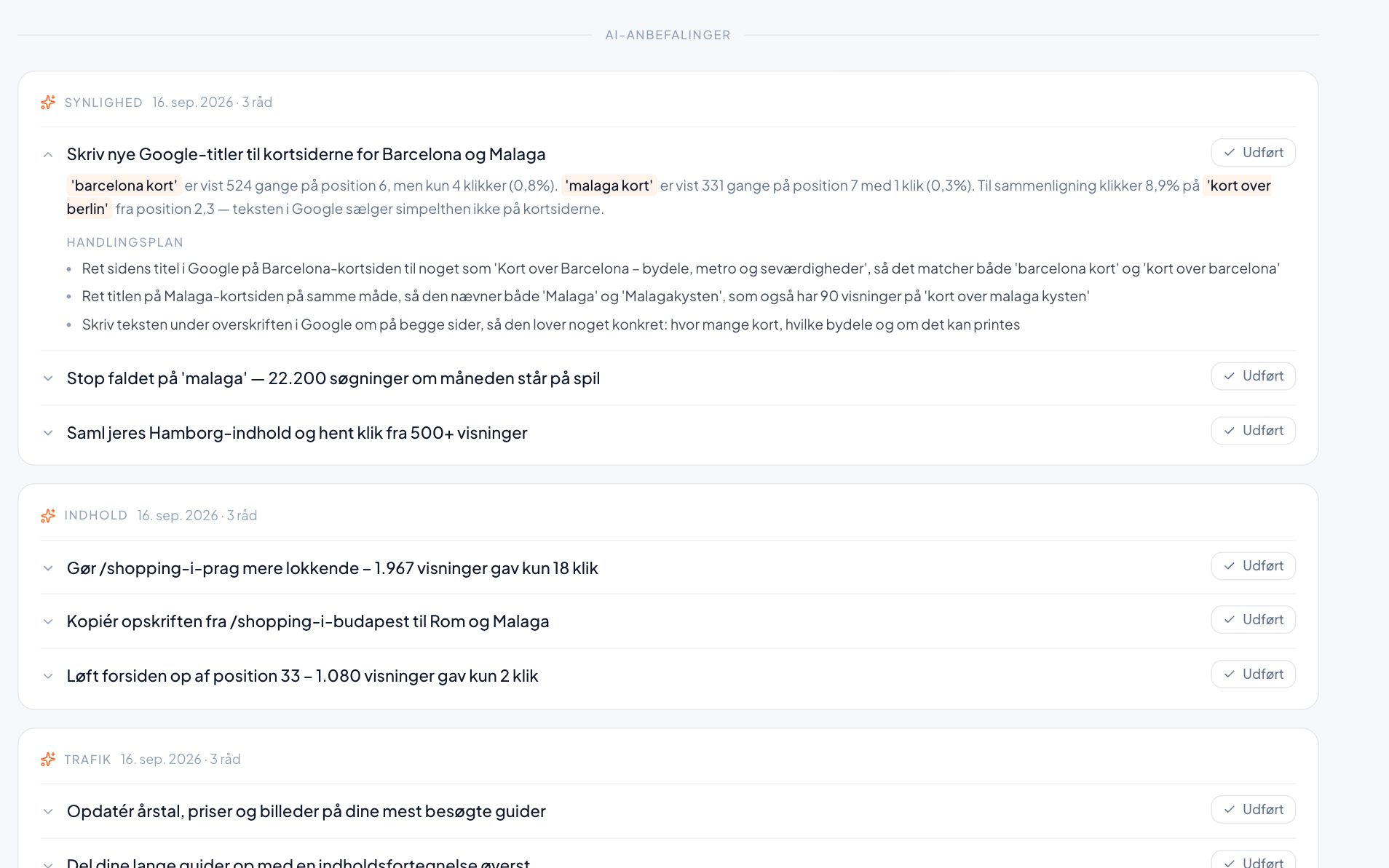 AI-råd med handlingsplan i Webindsigt